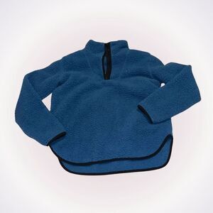 Tommy Hilfiger quarter zip blue teddy sherpa jacket | Sz S